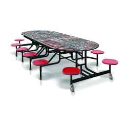 T95 - Configurable Mobile Table with Seating. Perfect for Breakrooms and School Cafeterias! Folding Table, Mobile Table, Cafeteria Tables, Breakroom Table, Cluster Seating